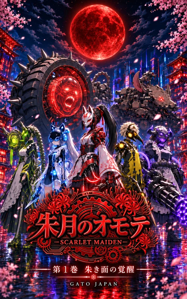 朱月のオモテ -SCARLET MAIDEN- 第1巻「朱き面の覚醒」表紙