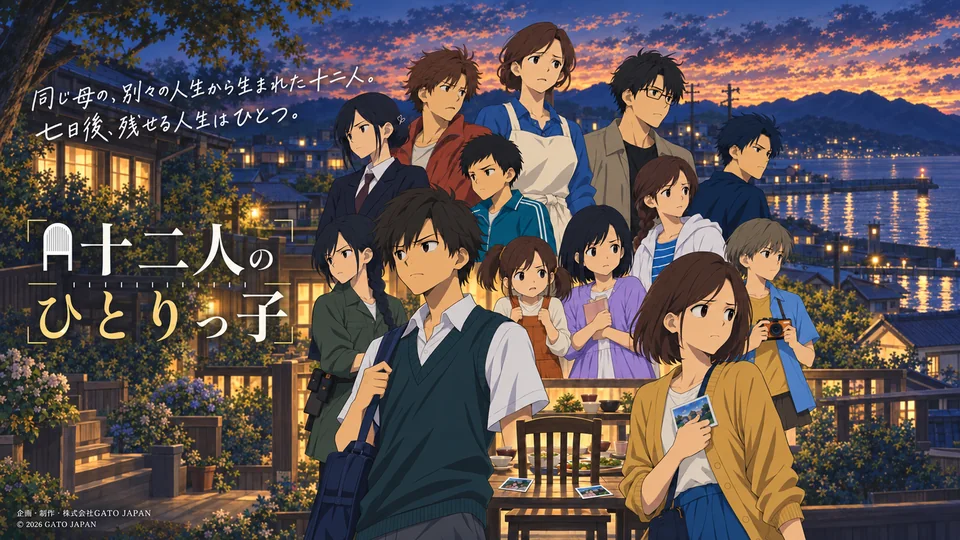 十二人のひとりっ子の正式ロゴ・作品紹介入り横長キービジュアル