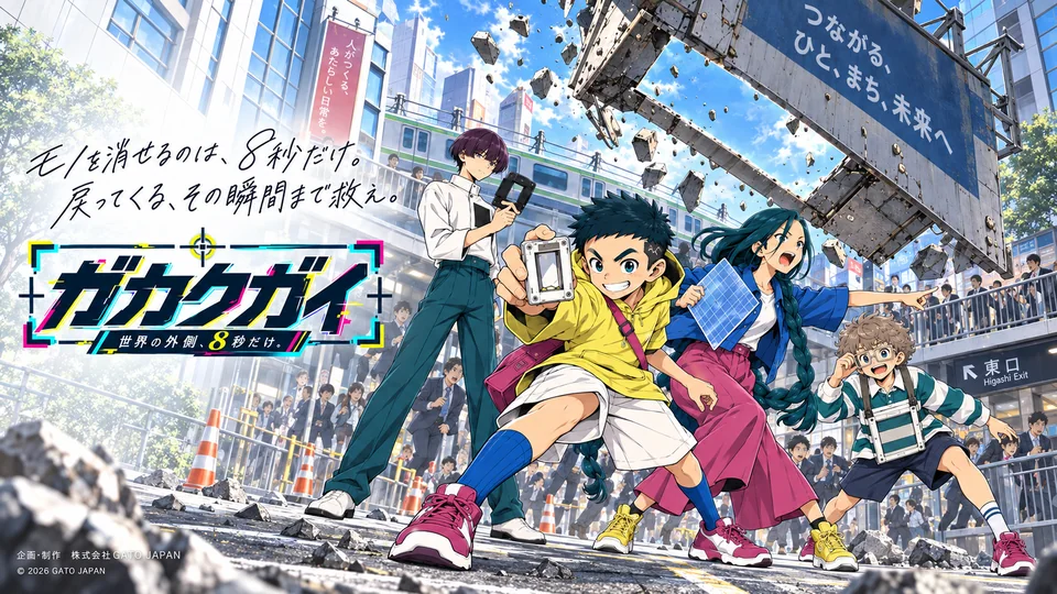 ガカクガイの正式ロゴ・作品紹介入り横長キービジュアル
